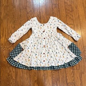 Little Magnolia Charming White and Green Christmas Kids Dress